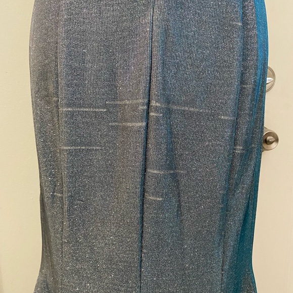 Sparkle V-neck Silver & Blue Gown Mermaid skirt. - Picture 14 of 14